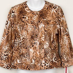 Ruby Rd. Shiny Leopard Design Jacket - NWT